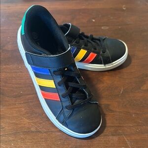 Kids' Black Sneakers with Multicolor Stripes